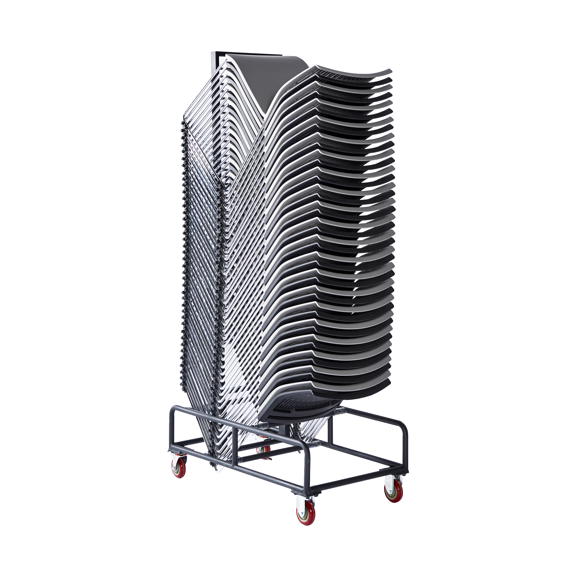 Bundle Stacking Cart + 40 Black Chairs